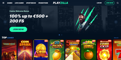 Playzilla nettsted forhåndsvisning